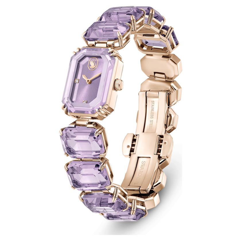 swarovski watch  octagon cut bracelet  purple  champagne gold tone finish