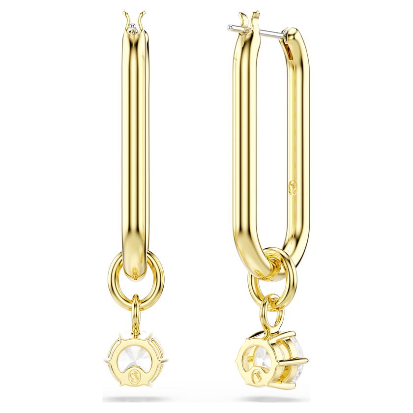 swarovski constella drop earrings  round cut  white  gold tone plated