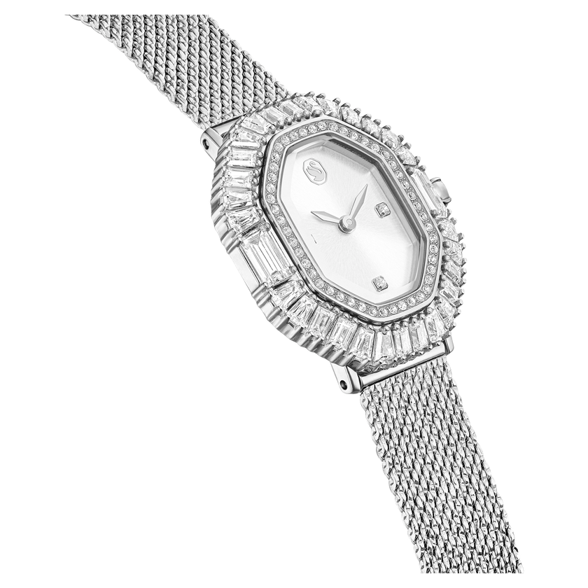 swarovski ساعة matrix octagon، سوار معدني، لون فضي، ستانلس ستيل