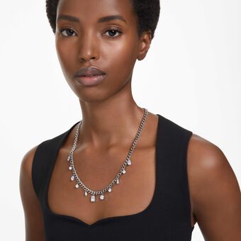 swarovski imber necklace  mixed cuts  white  rhodium plated