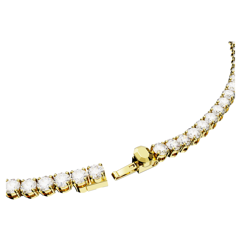 swarovski matrix tennis necklace  round cut  white  18k gold finish