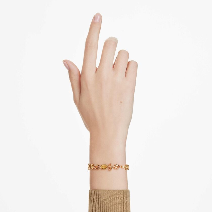swarovski gema bracelet  mixed cuts  yellow  gold tone plated
