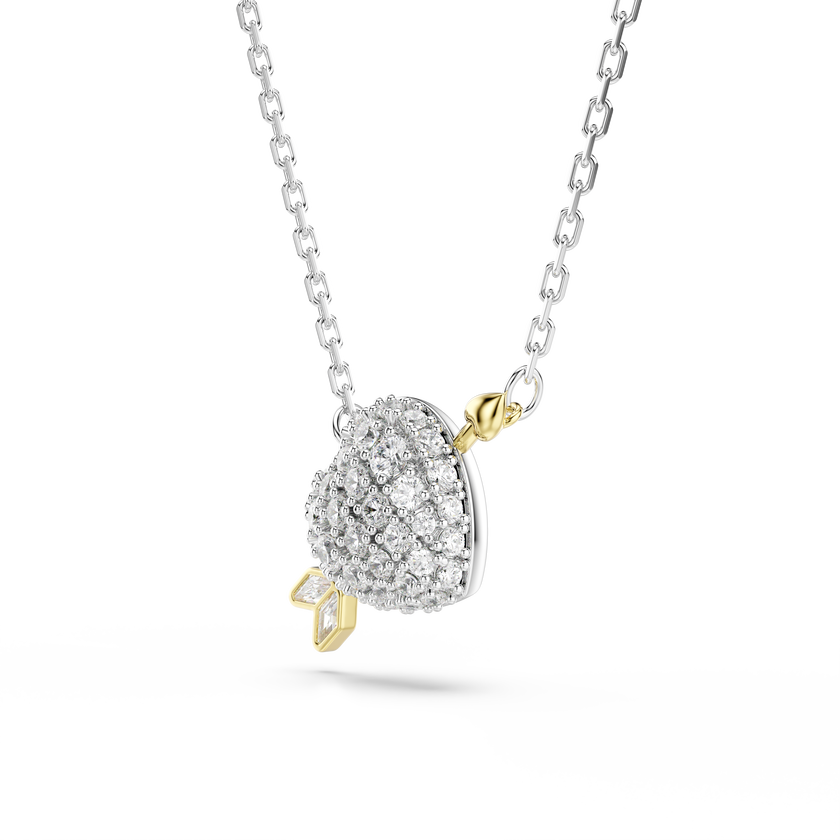 swarovski idyllia pendant  mixed cuts  heart  white  mixed metal finish