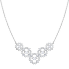 Sparkling Dance Flower Necklace, Medium, White, Rhodium Plating