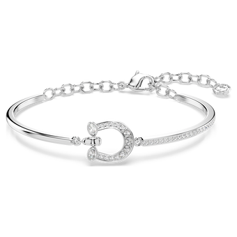swarovski سوار symbolica، أحجار كريستال صغيرة متراصة، شكل حدوة حصان، لون أبيض، طلاء روديوم