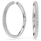 swarovski dextera hoop earrings  round cut  white  rhodium plated