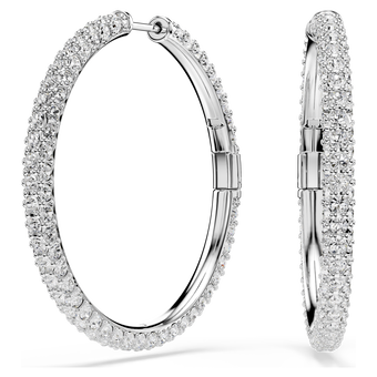 swarovski dextera hoop earrings  round cut  white  rhodium plated