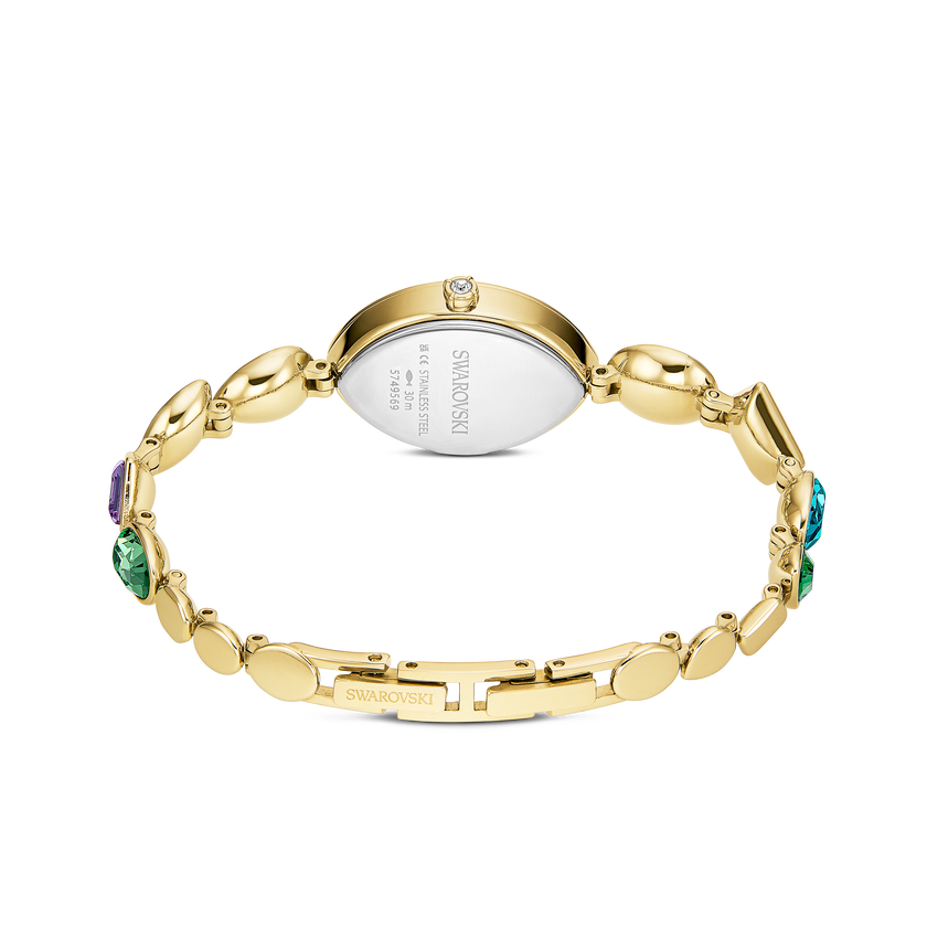 swarovski ساعة gema، سوار كريستال، لون ذهبي، لمسة نهائية بلون ذهبي