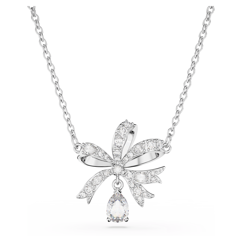 swarovski hyperbola necklace  bow  small  white  rhodium plated