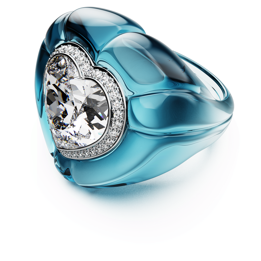 swarovski dulcis cocktail ring  heart cut  pav   heart  blue