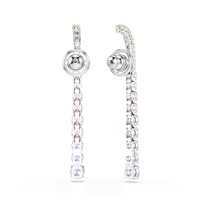swarovski matrix drop earrings  gradient of round cuts  multicolored  rhodium plated