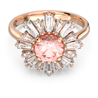Sunshine ring, Pink, Rose gold-tone plated