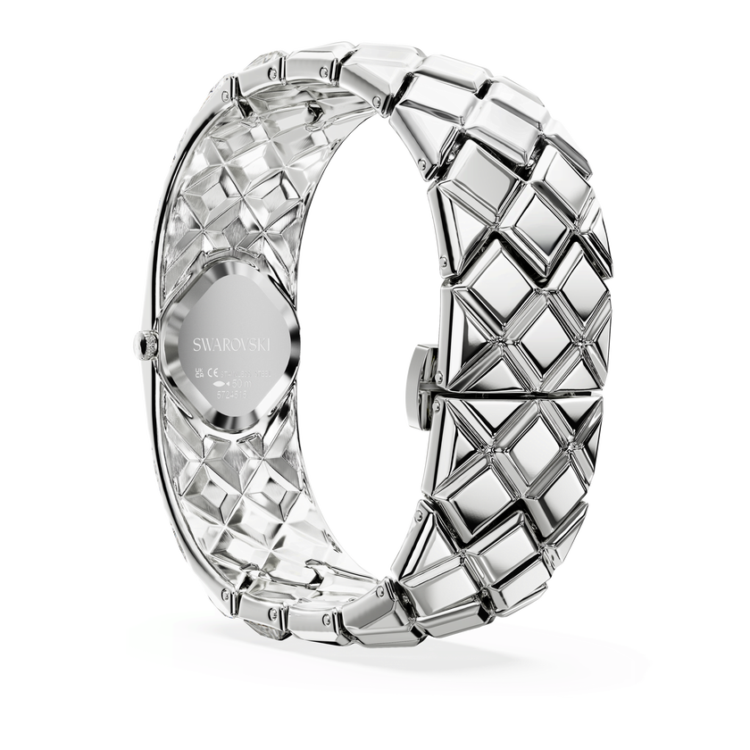 swarovski ساعة curiosa bangle، صناعة سويسرية، سوار كريستال، لون فضي، ستانلس ستيل