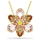 swarovski قلادة وبروش idyllia، قطع متنوع، شكل زهرة، ألوان متعددة، طلاء باللون الذهبي