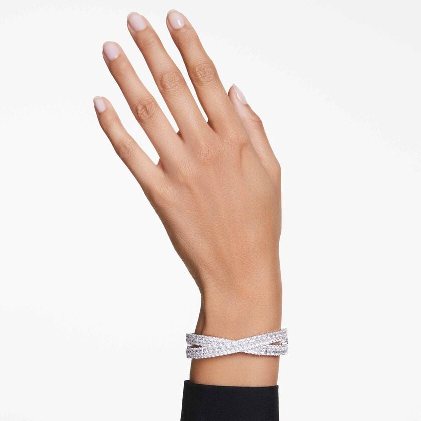 swarovski hyperbola cuff  mixed cuts  infinity  white  rhodium plated