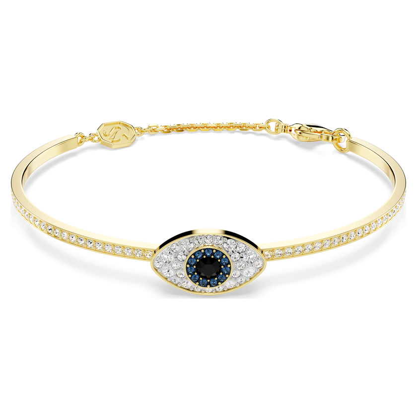 swarovski symbolica bangle  evil eye  blue  gold tone plated