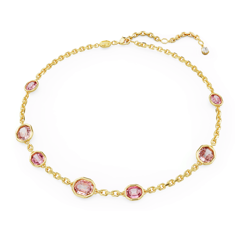 swarovski عقد imber قطع مُثَمَّن، لون وردي، طلاء بلون ذهبي