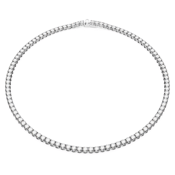 swarovski matrix tennis necklace  round cut  white  rhodium plated