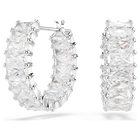 swarovski matrix hoop earrings  baguette cut  white  rhodium plated