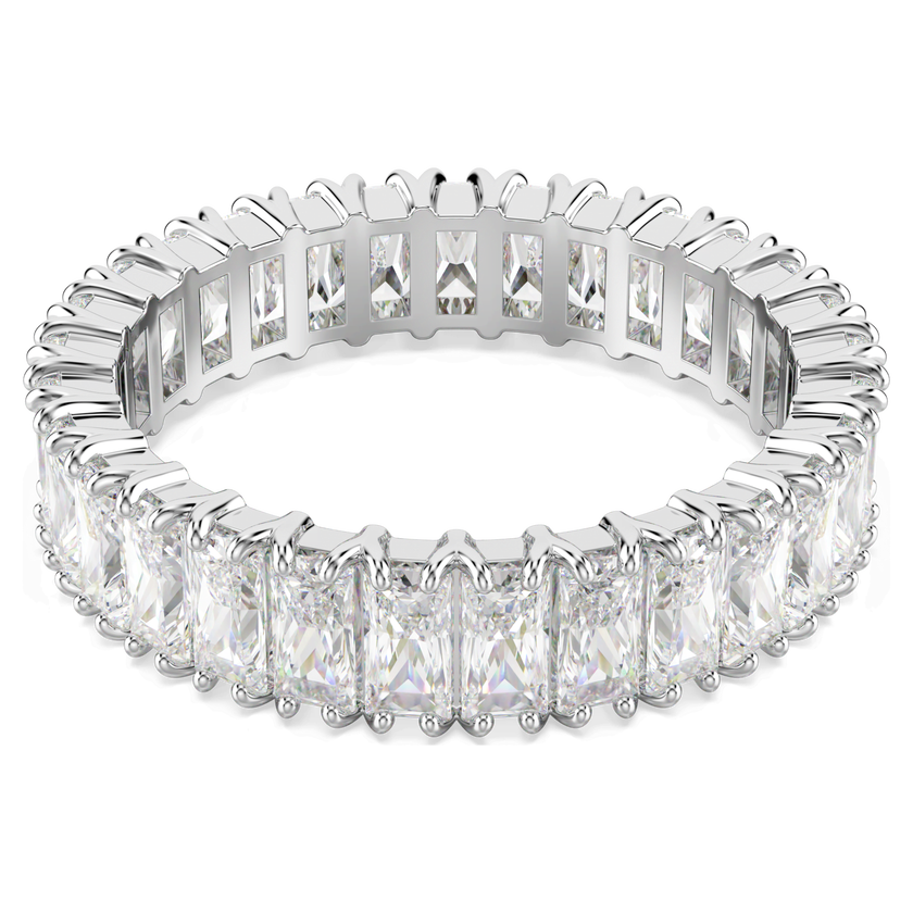 swarovski matrix ring  baguette cut  white  silver tone finish