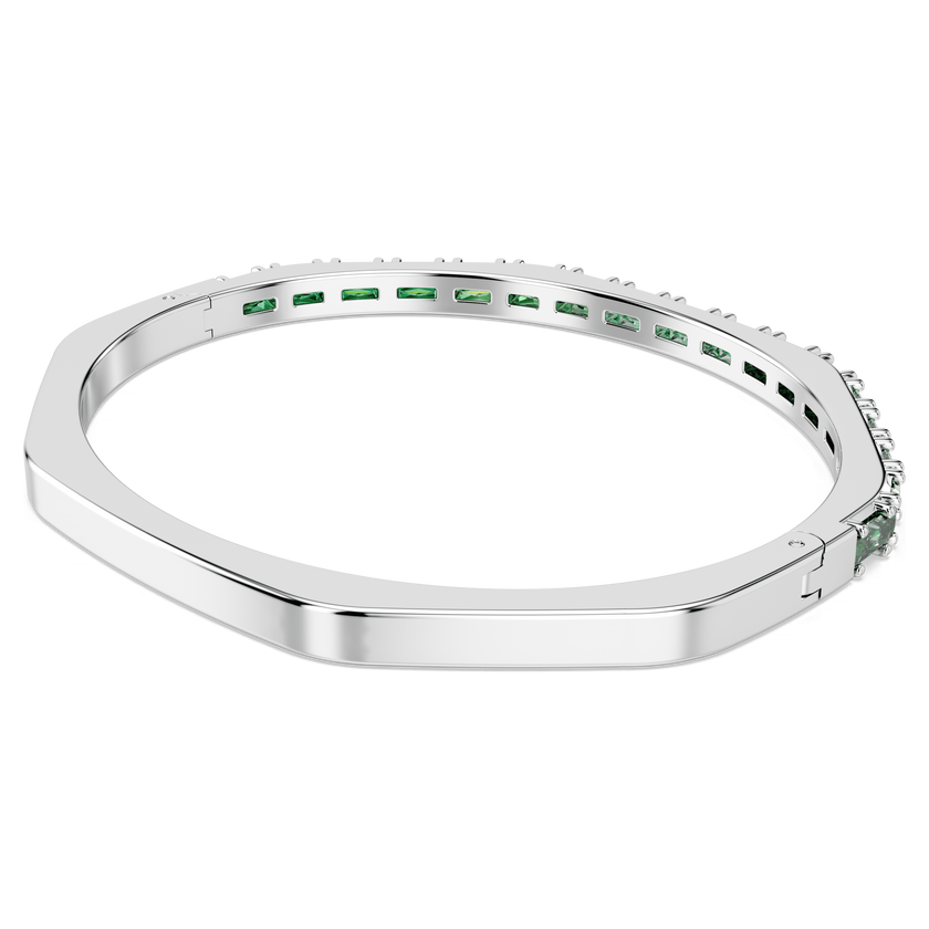 swarovski matrix bangle  baguette cut  green  rhodium plated