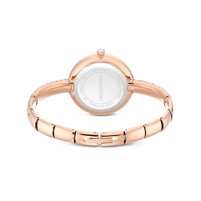 swarovski ساعة sublima bangle، صناعة سويسرية، سوار معدني، لون ذهبي وردي، لمسة نهائية بلون ذهبي وردي