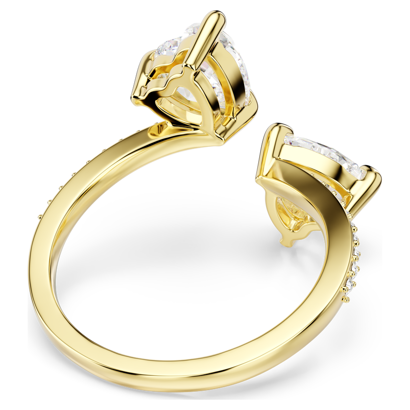 swarovski mesmera attract open ring  heart cut  pav   heart  white  gold tone plated