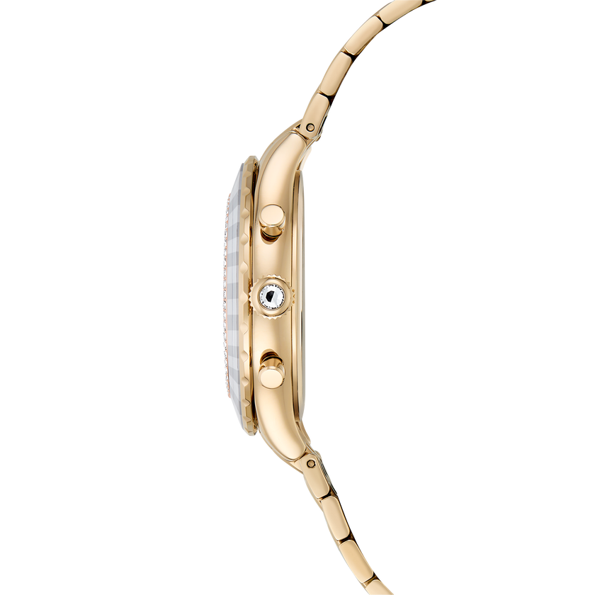 swarovski ساعة octea chrono، صناعة سويسرية، سوار معدني، لون ذهبي، لمسة نهائية بلون ذهبي شامبين