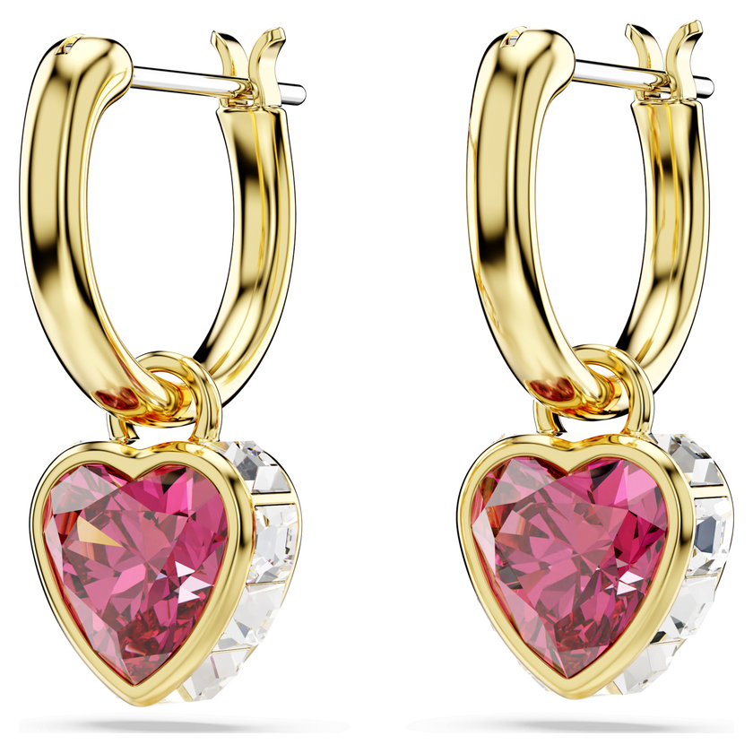 swarovski chroma drop earrings  heart  red  gold tone plated