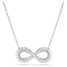 Hyperbola pendant, Infinity, White, Rhodium plated