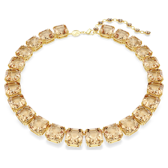 swarovski millenia tennis necklace  octagon cut  caramel  gold tone plated