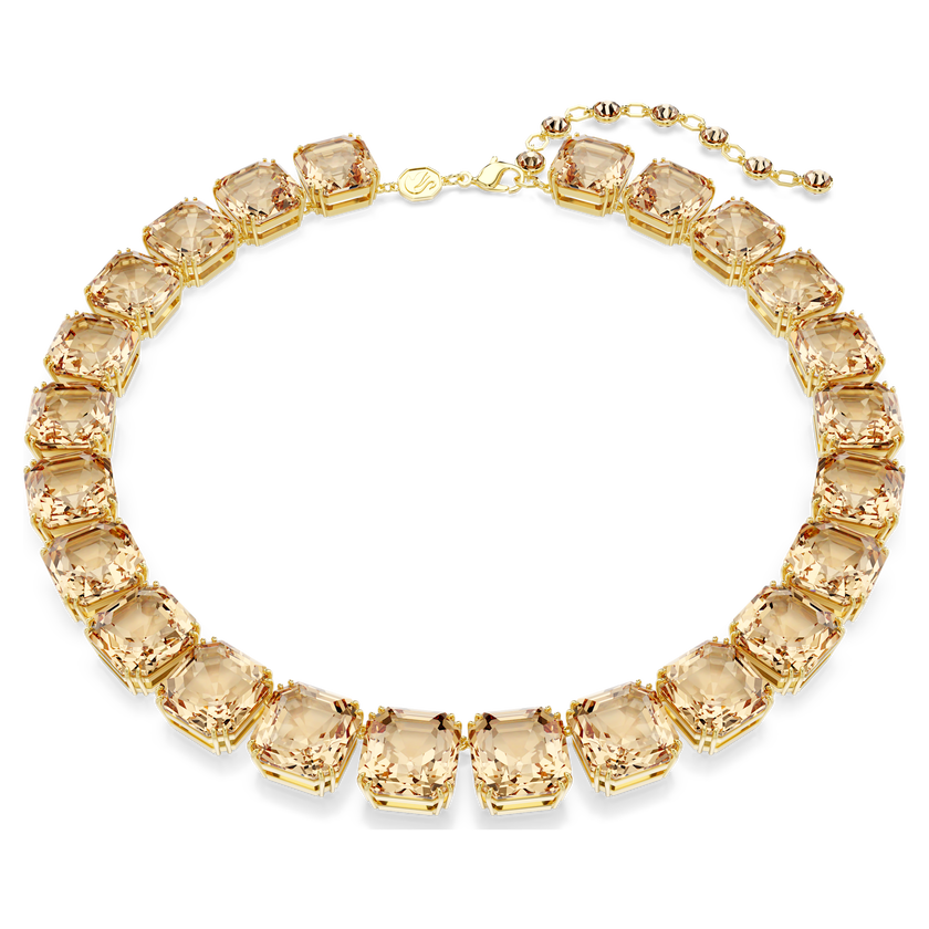 swarovski millenia necklace  octagon cut  caramel  18k gold finish