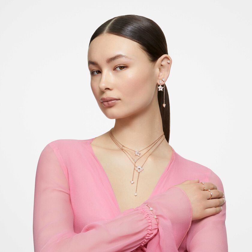 swarovski stella drop earrings  kite cut  star  white  rose gold tone plated