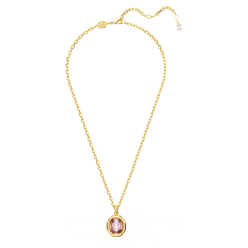 swarovski imber pendant  octagon cut  pink  gold tone plated