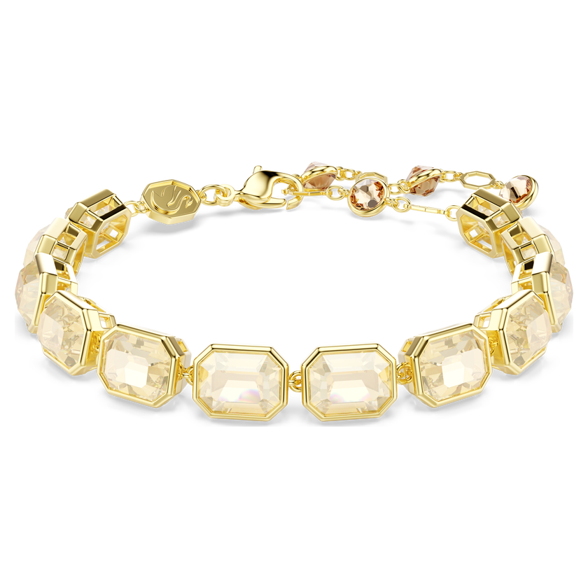 swarovski millenia tennis bracelet  octagon cut  caramel  gold tone plated