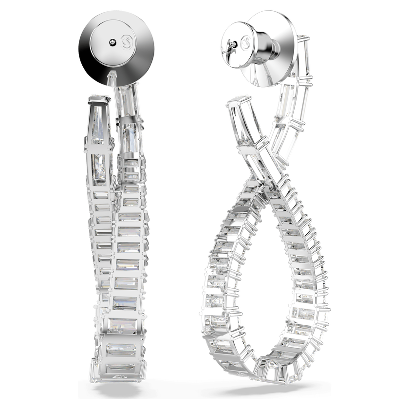 swarovski hyperbola drop earrings  infinity  white  rhodium plated