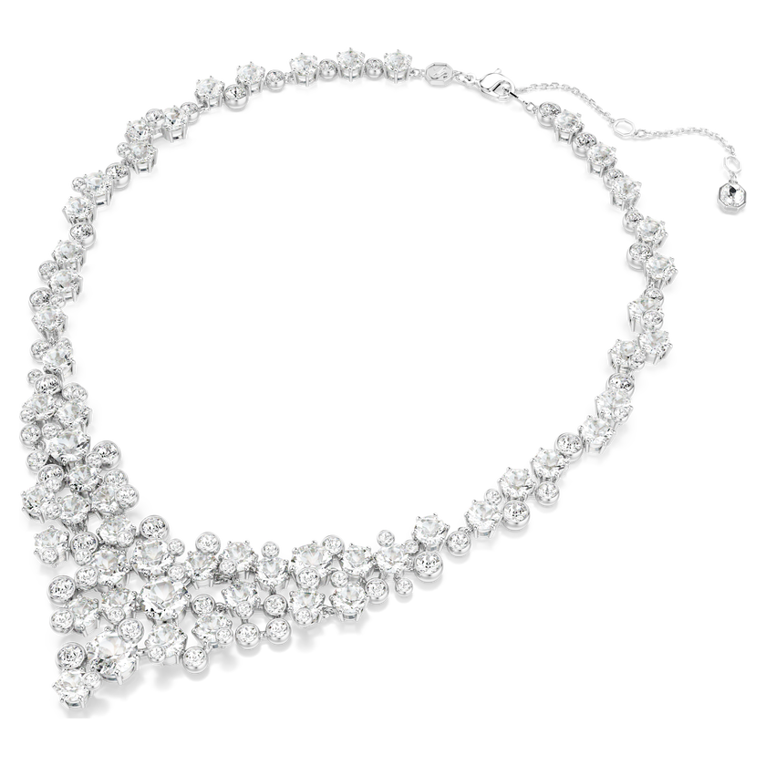 swarovski constella necklace  mixed cuts  clasp  white  rhodium plated