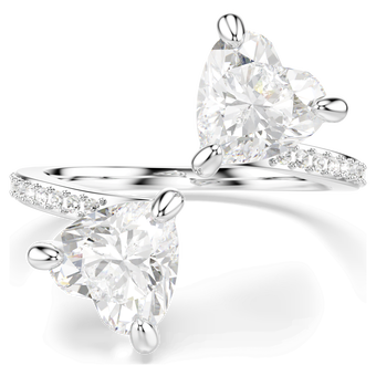 swarovski mesmera attract open ring  heart cut  pav   heart  white  silver tone finish