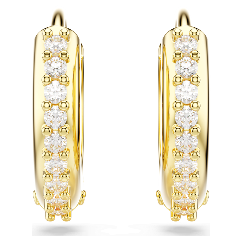 swarovski matrix hoop earrings  round cut  white  gold tone plated