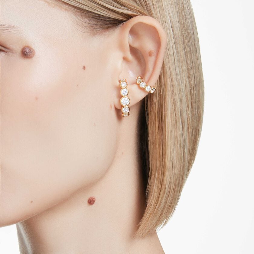 swarovski حلية للأذن imber، طقم  3 قطع ، قطع مستدير، لون أبيض، طلاء باللون الذهبي