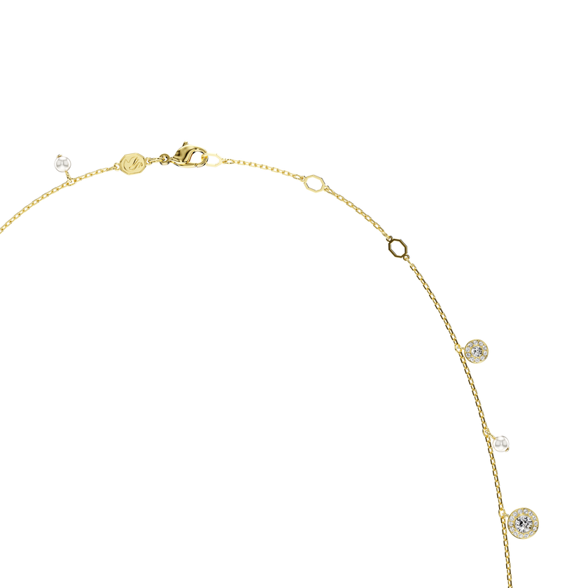 swarovski سلسلة una angelic، لؤلؤ كريستال، قطع مُستدير، لون أبيض، لمسة نهائية من الذهب عيار 18 قيراط
