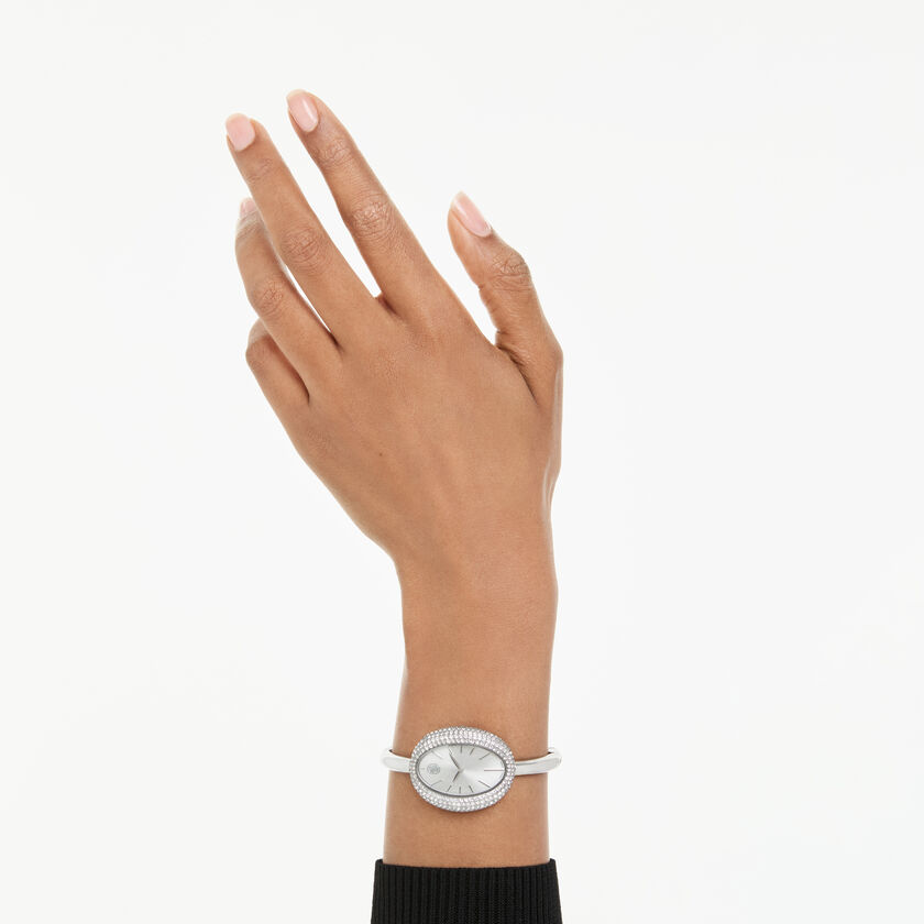 swarovski ساعة imber bangle، صناعة سويسرية، سوار معدني، لون فضي، ستانلس ستيل