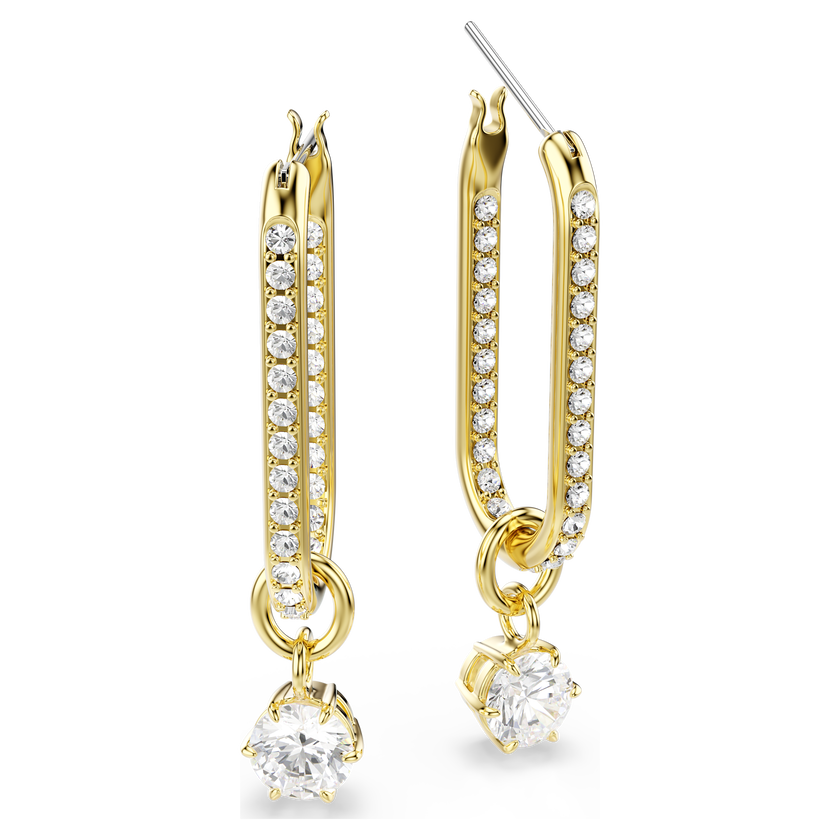 swarovski constella drop earrings  round cut  white  gold tone plated
