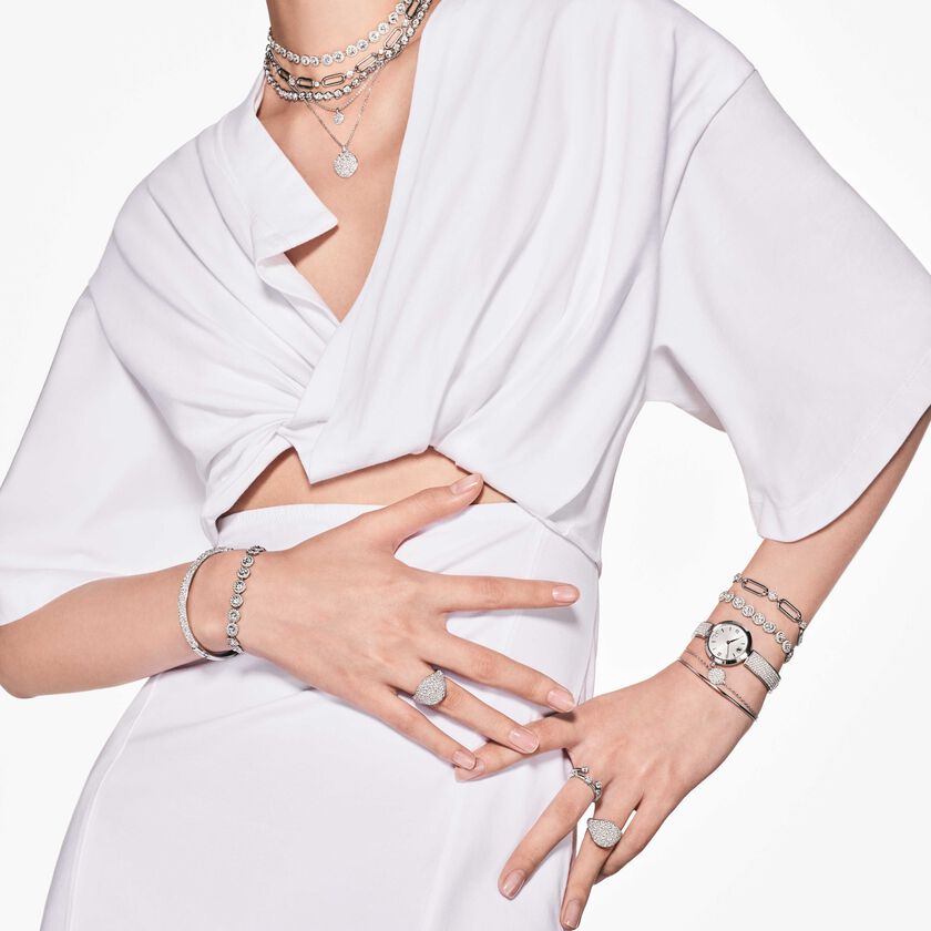 swarovski عقد imber، قطع مُستدير، لون أبيض، طلاء روديوم
