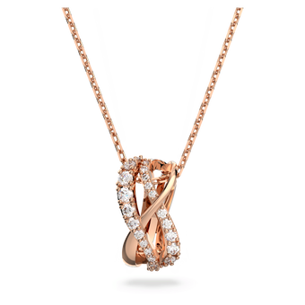 swarovski twist necklace  white  rose gold tone plated