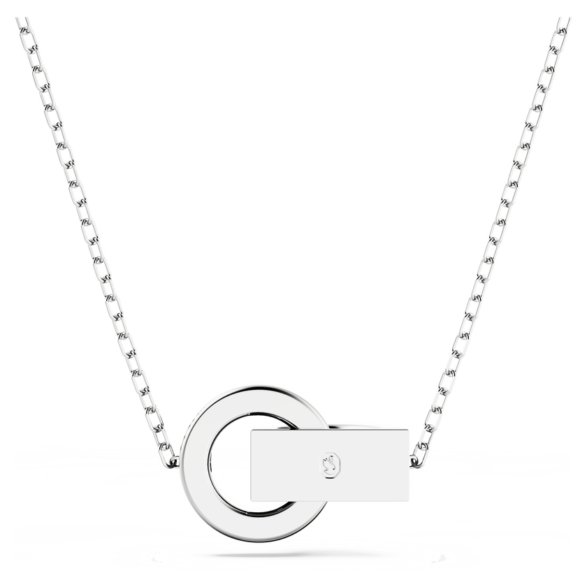 swarovski hollow pendant  interlocking loop  blue  rhodium plated
