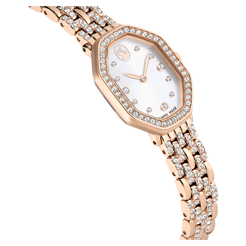 swarovski dextera octagon watch  swiss made  metal bracelet  gold tone  rose gold tone finish