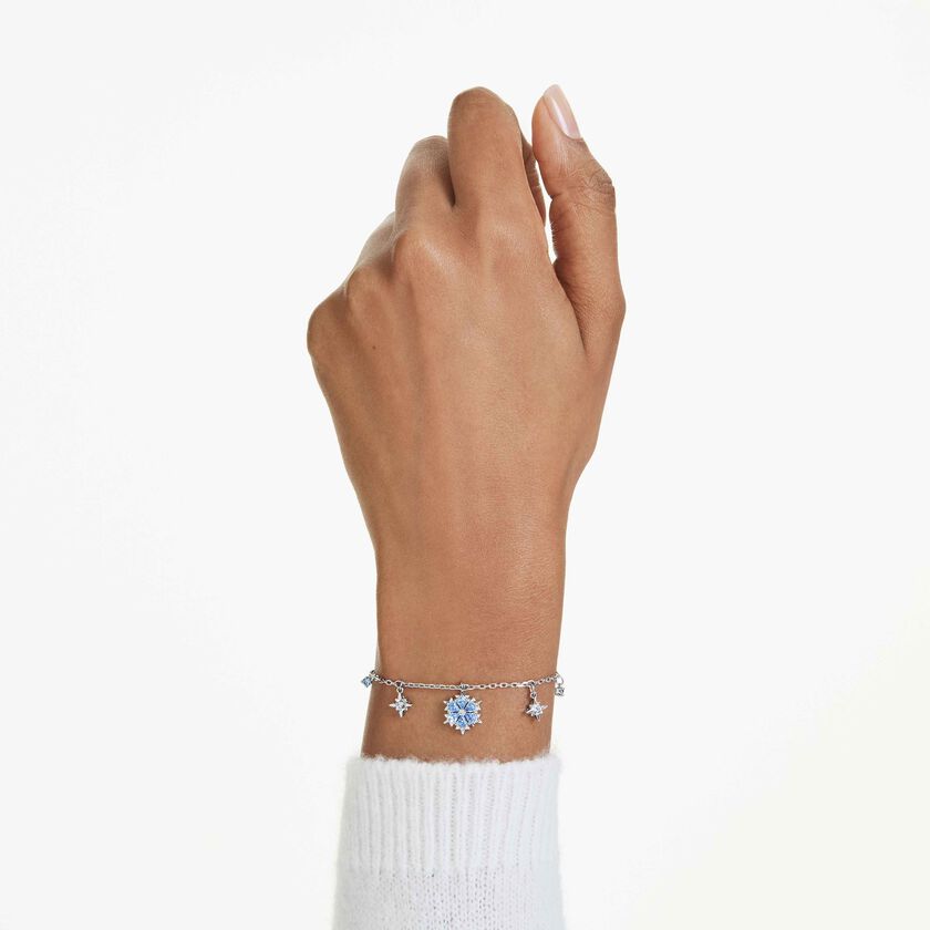 swarovski magic bracelet  snowflake  blue  rhodium plated