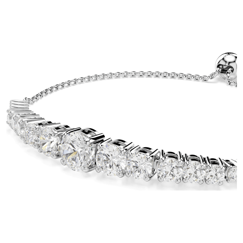swarovski matrix bracelet  gradient of round cuts  white  rhodium plated