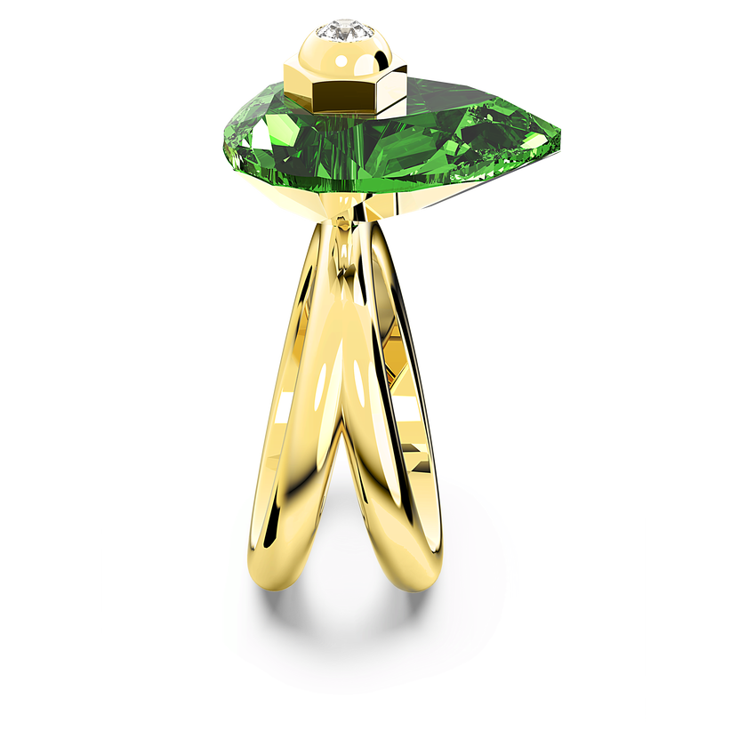 swarovski studiosa ring  green  gold tone plated